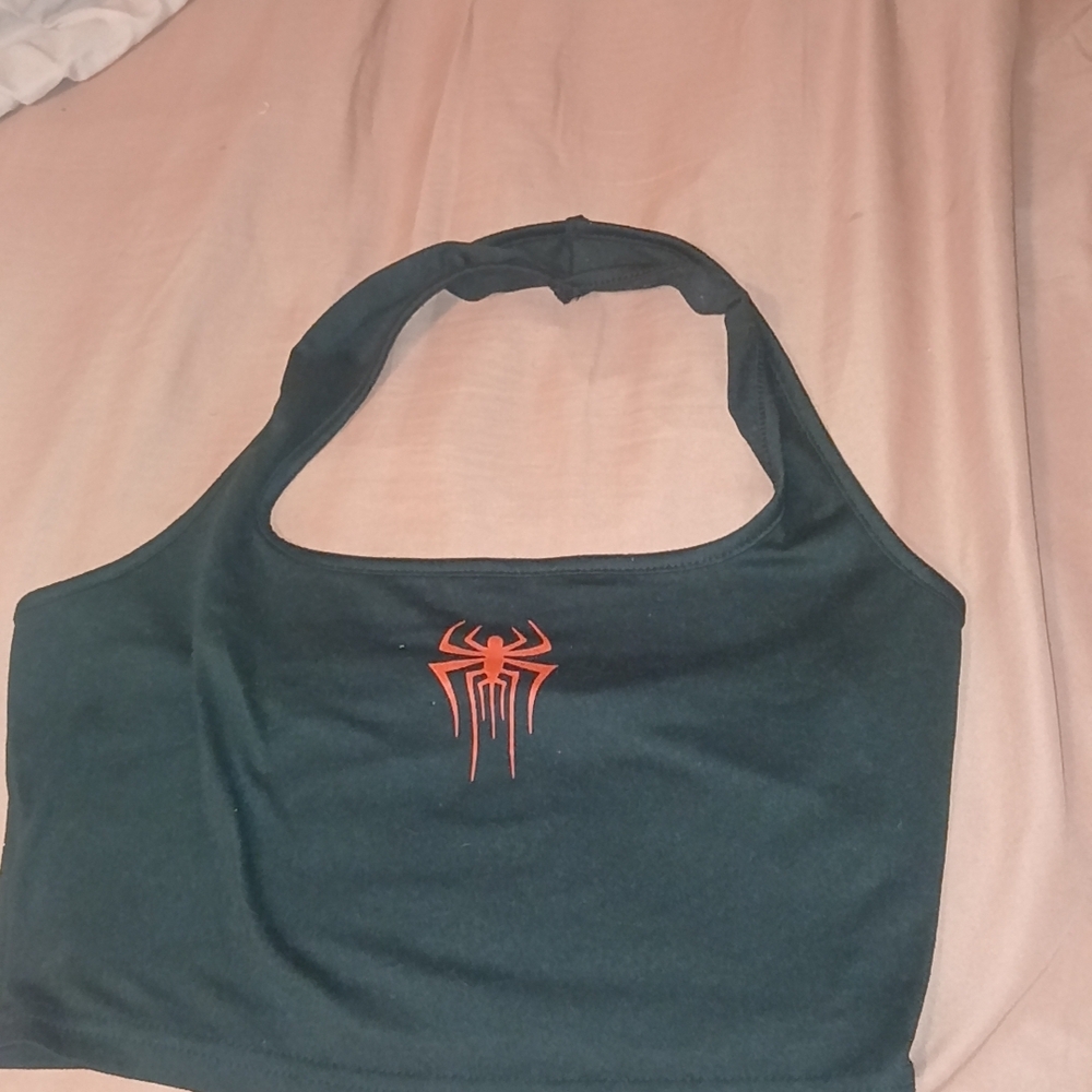 Black Spider Logo Halter Top